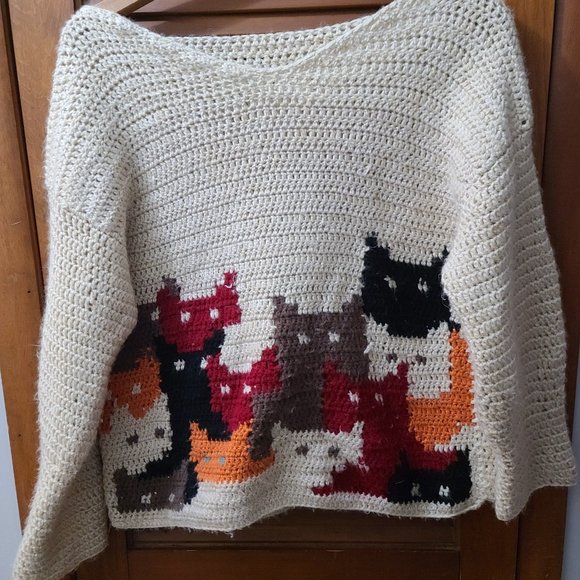 Handmade Sweaters - Handmade Cat Crochet Sweater